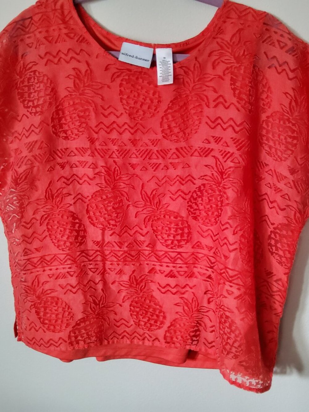 Alfred Dunner Tropical orange top size 16